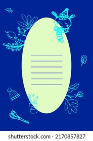 card for notes, greeting blue card back to school for print