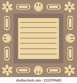 Card for notes in retro style. Sheet for writing in retro style.