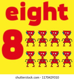 Card number. Mathematics Education Vector illustration