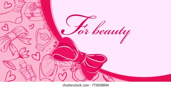 card with objects of beauty. "For beauty"