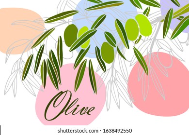 card with olives. isolate on a white background. eps10 vector stock illustration.