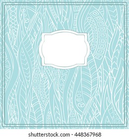 Card on a background of seamless monochrome pattern.