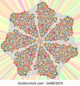 Card on color background with lace ornament, circular