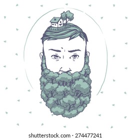 Card on environmental issues. We are is where we live. Man save the forest. Ukraine