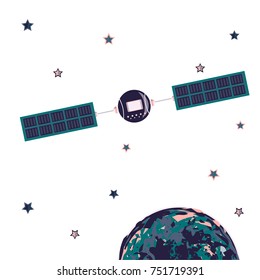 card on a space theme. satellite. It can be used for packaging, invitations, postcard holiday, fabrics and textiles, etc.