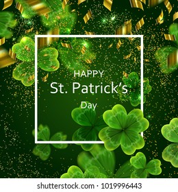 card on St. Patrick's Day. 3d effect clover vector