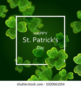 card on St. Patrick's Day. 3d effect clover vector