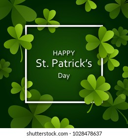 card on St. Patrick's Day. 3d effect clover vector