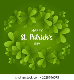 card on St. Patrick's Day. 3d effect clover vector