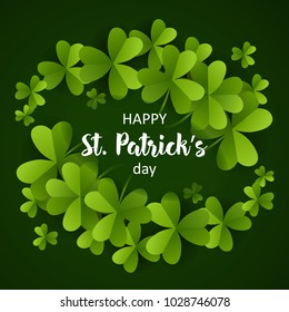 card on St. Patrick's Day. 3d effect clover vector