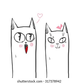 Card on Valentine's Day. Loving cats.