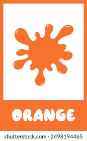 Card with orange color. Learning colors for children. Children's flash cards. Educational cards with color for children.