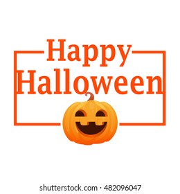 Card orange pumpkin. Happy Halloween. Vector illustration