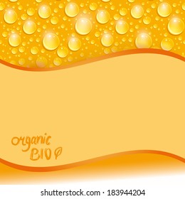 Card with orange water drop. Vector