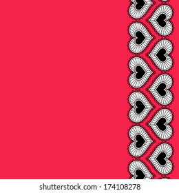 Card with ornament from hearts for Valentine. You can writte your text and give loved one.