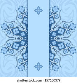 Card with ornament. Variant of blue color.