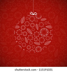 Card with ornamental Christmas ball. Vector illustration.