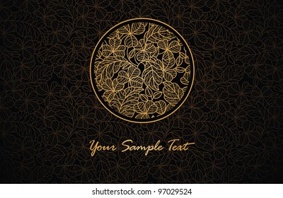 Card ornamental leaf gold background