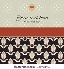 Card with ornate patterns. Space for your text. Easily edit the colors. Perfect for invitations, announcement or greetings.