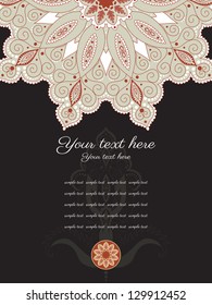 Card with ornate patterns. Space for your text. Easily edit the colors. Perfect for invitations, announcement or greetings.