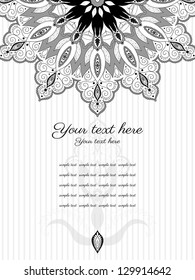 Card with ornate patterns. Space for your text. Easily edit the colors. Perfect for invitations, announcement or greetings.