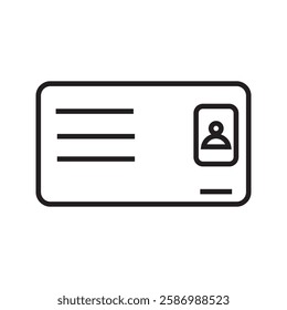  card outline line icon. Flat style mark for mobile concept and web design. Identification card simple vector icon. Symbol, logo illustration.