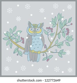 Card with owls  vector illustration
