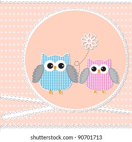 Card with owls.Vector illustration eps10