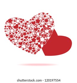 card with pair abstract red heart symbols isolated on white background vector