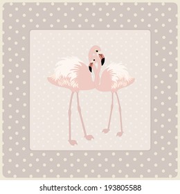 Card with pair of flamingo