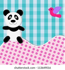Card with panda bear and bird