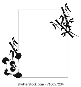 Card with a panda that looks from the side. Suitable for making menu of Chinese cuisine.