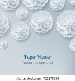 Card paper flower light background above. Card paper flower in a light background frome above for designers and illustrators. Craftwork as a vector illustration