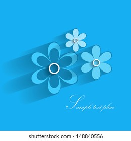Card with paper flowers blue