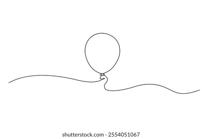 Card party invitation balloon one line continuous drawing doodle design vector, Continuous one line drawing balloon.