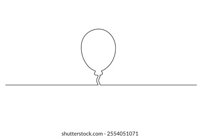 Card party invitation balloon one line continuous drawing doodle design vector, Continuous one line drawing balloon.