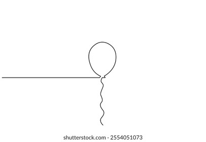 Card party invitation balloon one line continuous drawing doodle design vector, Continuous one line drawing balloon.