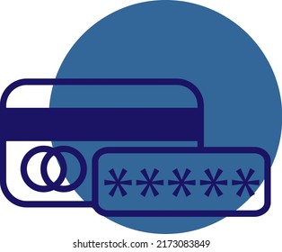 Seguridad de contraseña de tarjeta, ilustración, vector en un fondo blanco.