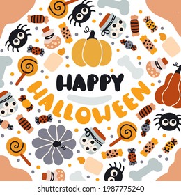 Card with a pattern for Halloween. Vector cute ornament