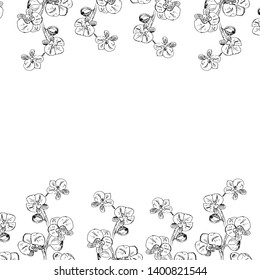Card with a pattern of orchids. Vector illustration.