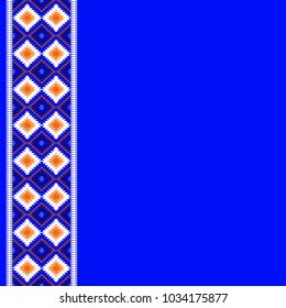 Card pattern in tribal style Turkish carpet navy blue red claret burgundy. Colorful patchwork mosaic oriental kilim rug with traditional folk geometric ornament. Vector