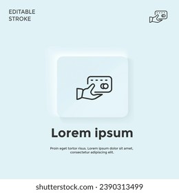 diseño de estilo de icono de neumorfismo de pago de tarjeta, trazo editable