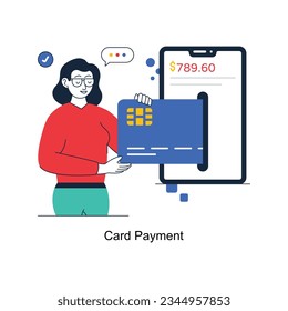 Vector de concepto abstracto de pago con tarjeta en una ilustración de stock de estilo plano