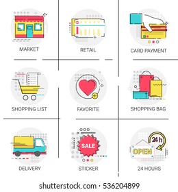 Card Payment Banking Online Shopping Delivery Favorite Website Icon Set Vector Illustration