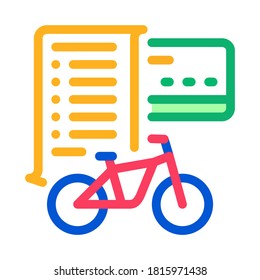 card payment bicycle services icon vector. card payment bicycle services sign. color symbol illustration