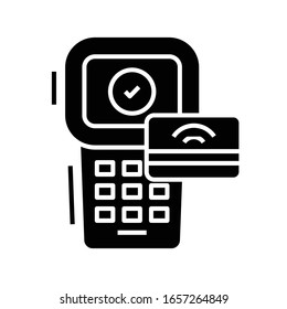 Card payment black icon, concept illustration, vector flat symbol, glyph sign.