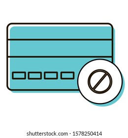 Card payment blocked icon. No credit cards accepted. Refusal of pay. Design element. Vector illustration isolated on white background.