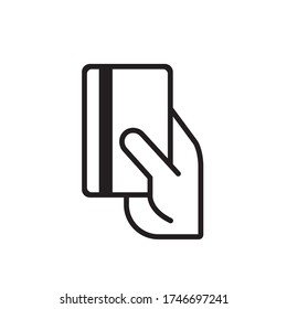 Pago con tarjeta y mano, icono, vector.
