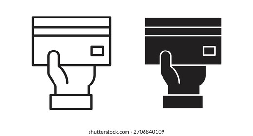 Diseño de símbolo de contorno de concepto de pago con tarjeta. Ilustración de elemento simple.