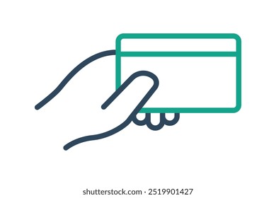 Card payment icon. line icon style. hand holding credit card. icon related to bill and payment. business elements vector illustration